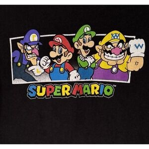 Super Mario Black Graphic T Shirt Medium‎ Men's Unisex